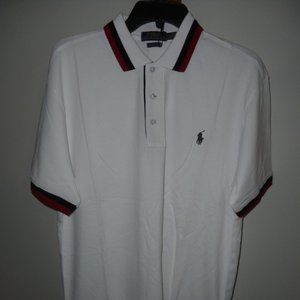 NEW WITH TAGS - POLO RALPH LAUREN TIPPED SLIM FIT POLO - WHITE - 2XL
